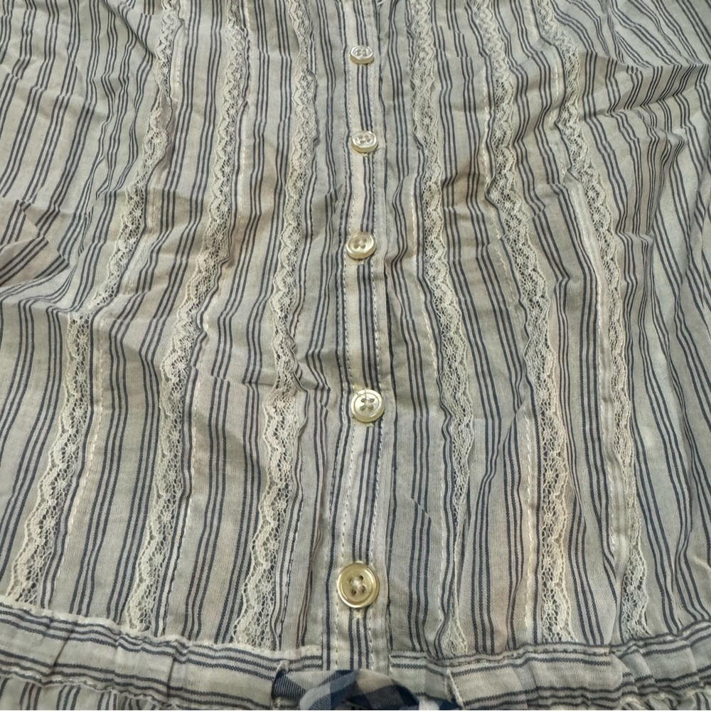 Hollister Blue and White Striped Camisole Tank Top Size M Adjustable Straps Tie - Picture 17 of 17